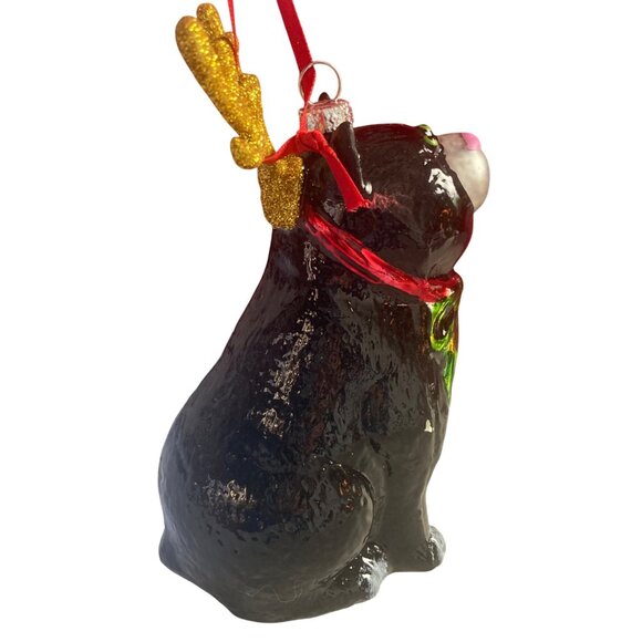 Vintage Kurt Adler Linnea Riley Glass Cat as Reindeer Ornament Art Inst Chicago - Picture 13 of 13